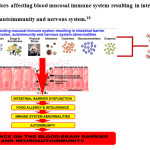 Figure 2:Factors affecting blood mucosal immune system resulting in intestinal barrier dysfunction, autoimmunity and nervous system.18