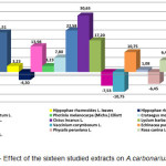 Figure 3- Effect of the sixteen studied extracts on A.carbonarius growth