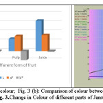 Fig. 3 (a): Changes in colour;  Fig. 3 (b): Comparison of colour between Jamun juice and seed