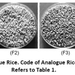 Figure 1: Analogue Rice. Code of Analogue Rice Formulation Refers to Table 1.